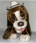 Vintage Russ Berrie COWBOY Brown Dog Plush 10" Stuffed Animal Toy With B... - $21.62