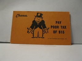 1985 Monopoly Board Game Piece: Pay Poor Tax Chance Card - £0.58 GBP