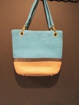 OKPTA Tan & Blue Paper Straw Tote Bag Handbag - £27.45 GBP