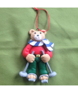 Bear Skiing Hanging Christmas Ornament Polymer Clay 3.5&quot; Tall - $6.92