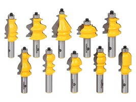 Yonico Architectural Molding Router Bits Set 10 Bit 1/2-Inch Shank 16101. - £125.80 GBP
