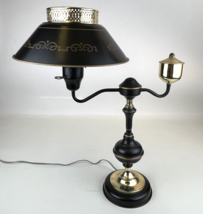 1960's Tole Black & Gold Electric Oil Portable Lamp Mid Century French Style 22" - $173.24