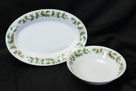 China Pearl Noel Platter and Vegetable Bowl Lot of 2 Brown Stamp - $45.07