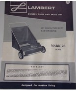 Vintage Lambert 26” Lawnsweeper Owners Guide &amp; Parts List 1970 - $4.99