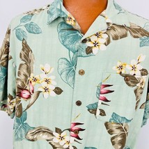 Vintage Paradise Coves Hawaiian Aloha L Shirt Tropical Plumeria Bird of Paradise - £23.97 GBP
