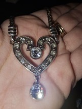 Brighton Heart Necklace, Silver, Cubic Zirconia, Heart Pendant, Brighton Jewelry - $34.64