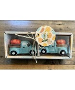 Harvest Home Fall  PickupTrucks with Pumpkin Salt and Pepper Shakers - New! - £14.21 GBP