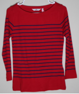 Vineyard Vines Casual Woman&#39;s Striped Boatneck Tee - Red Velvet - Small ... - $18.31
