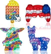 4PCS  Push Pop Bubble Fidget Sensory Toys Soft Silicone Yoda Llama Popsicle - $12.19