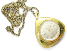 Vintage Lucerno Swiss Made Gold Tone Wind Up Watch Pendant With Mona Lisa - £23.74 GBP