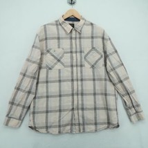 Jachs Girlfriend Mens Linen Button Up Long Sleeve Shirt, Large, Plaid - $59.40