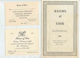 Krewe of Eros Program Invitation &amp; Ticket Mardi Gras 1965 New Orleans Lo... - $27.72