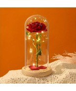 LED Red Rose in Dome Romantic Light-Up Gift for Weddings Valentine&#39;s Ann... - $17.62 CAD