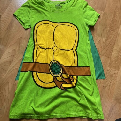 Nickelodeon Teenage Mutant Ninja Turtle Juniors L Tunic T-Shirt Costume w Cape - £10.31 GBP