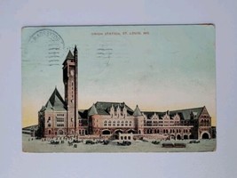 St Louis Missouri Union Station Railroad Train Postcard 1908 Rotterdam Holland - $5.44