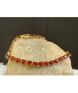 10K Yellow Gold Bracelet 9.7g Fine Jewelry 7.25&quot; Garnet Color Stones Box... - £463.00 GBP