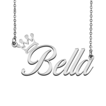 Bella Name Necklace Tag with Crown for Best Friends Birthday Party Gift - £12.33 GBP