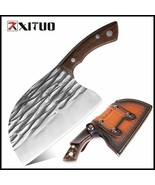 Broad Butcher Knife 5CR15 High Carbon Steel Full Tang Handmade Knife Cleav - £65.71 GBP+