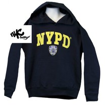 Kids NYPD New York Police Department Embroidered Hoodie Navy Sweatshirt XS-L - £27.96 GBP