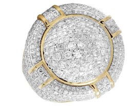 Men&#39;s 14K Yellow Gold Finish Round Diamond Wedding Puff Dome Pinky Ring 3.50 Ct - £113.54 GBP