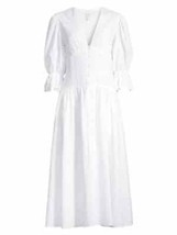NWT La Vie Rebecca Taylor Leaf Embroidered in Milk White Button Front Dress M - £73.54 GBP