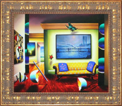 Ferjo-&quot;Salon of Beauty&quot;-Framed Original Oil Painting/Canvas/Hand Signed/LOA - £2,277.29 GBP