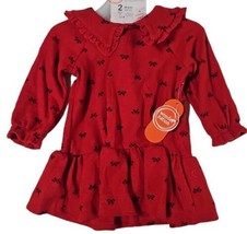 Infant Girls Red Peter Pan Collar Dress &amp; Black Tights Stockings Set Out... - $13.36