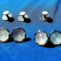 Art Deco Sterling Silver Guilloche Enamel Cufflink Buttons Set Antique - £2,372.52 GBP