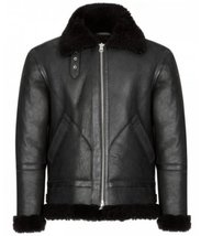 Men&#39;s B3 Real Sheepskin Shearling Jacket RAF Flying Black/Black Shearling WW2 NV - $146.99