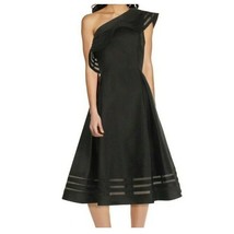 Adrianna Papell Womens 10 Black Macato One Shoulder Asymmetrical Dress NWT B14 - £90.07 GBP
