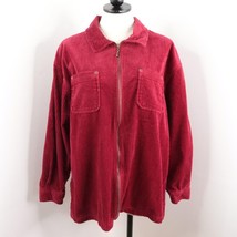 Denim &amp; Co Women&#39;s L Red Corduroy Full Zip Trucker Shirt Jacket - £16.93 GBP