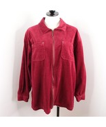 Denim &amp; Co Women&#39;s L Red Corduroy Full Zip Trucker Shirt Jacket - £16.90 GBP
