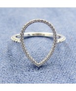 925 Sterling Silver Teardrop Silhouette with Clear CZ Stackable Ring  - £13.94 GBP