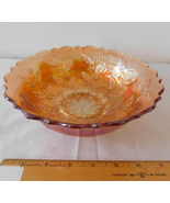 Vintage Fenton Glass Carnival Iridescent Holly Pattern 8&quot; Scalloped Edge... - £19.93 GBP