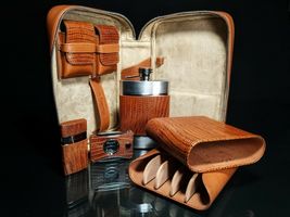 Brizard and Co Tan Lizard Leather Traveler with cutter and lighter NIB image 2