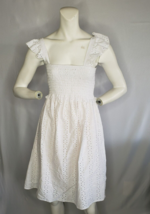 New AQUA Smocked Eyelet Midi Dress White - Small - $31.68