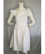 New AQUA Smocked Eyelet Midi Dress White - Small - $603.17 MXN