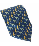 Parquet Giraffe Zoo Animal All Over Print Blue Gold Novelty Necktie - $268.35 MXN