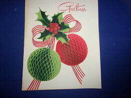 Vintage Greetings Honeycomb Card Greetings Christmas Card Norcross Inc.  - $1.99