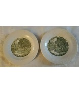 Taylor Smith &amp; Taylor Pastoral Saucers [2] VTG Green Apple Tree Farm Sce... - $9.89