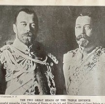 1914 King George Czar Nicholas Triple Entente WW1 Print Antique Military... - £31.46 GBP