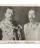 1914 King George Czar Nicholas Triple Entente WW1 Print Antique Military... - £31.46 GBP