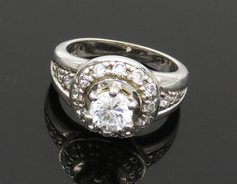 925 Sterling Silver - Sparkling Cubic Zirconia Dome Band Ring Sz 6 - RG17367 - £28.15 GBP