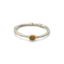 Sterling 18k White Vermeil Bamboo w/ Bezel Set Citrine Ring Sz 5.50 - $58.41