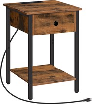 Hoobro Nightstand With Charging Station, End Table With Storage Drawer, Side - £43.18 GBP