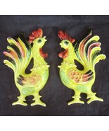 VTG Lefton Yellow Roosters Wall Decor 4381 MCM Ceramic Chicken Plaque Ar... - £27.75 GBP