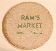 Vintage Tucson Arizona Wooden Nickel Ram&#39;s Market - £3.69 GBP