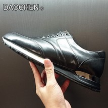 Luxury Brand Men Casual Shoes Black Genuine Leather Sneakers Fashion Mixed Color - £117.20 GBP