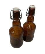 Grolsch Beer Bottles Amber Brown Glass Ceramic Flip Top Vintage Lot Of 2 - $204.51 MXN
