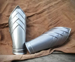 Medieval Bracers Pair Elven Armor 18G Steel LARP SCA Arm Protection For Cosplay - £59.25 GBP